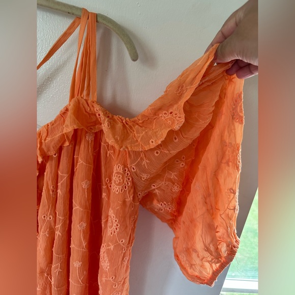 NWT Anthropologie Floreat Maryana Open-shoulder Blouse Orange Size L - Picture 7 of 16